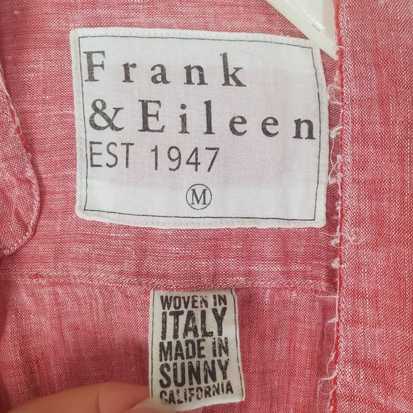 FRANK & EILEEN Women Shirt Dress Murphy Coral Button Up 100% Linen Itali… - Picture 4 of 9